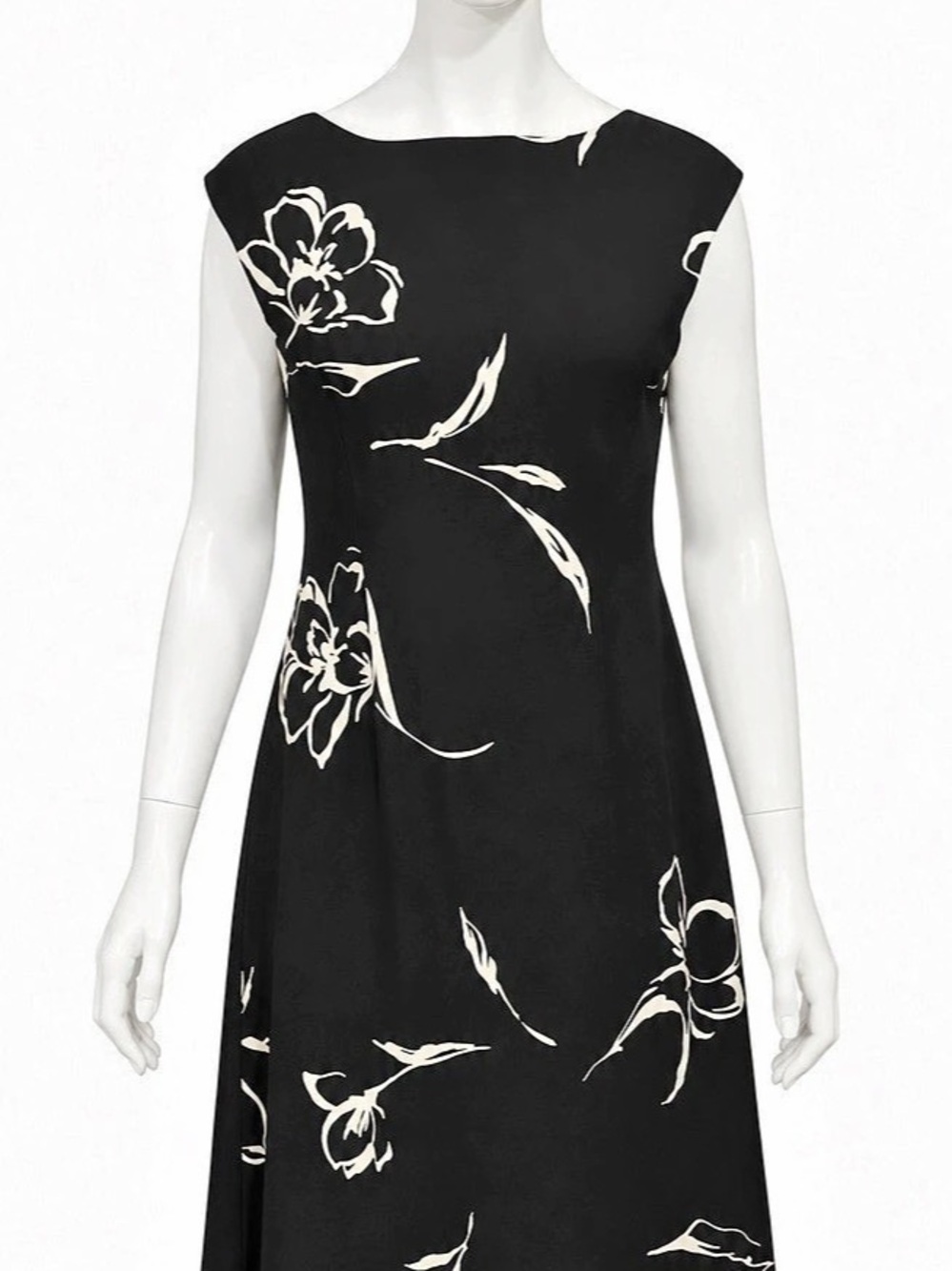 Jones New York Floral Midi Dress in Black & White Size 10 NWT